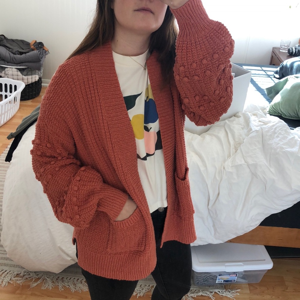 NWOT MADEWELL — Peach bubble sleeve sweater